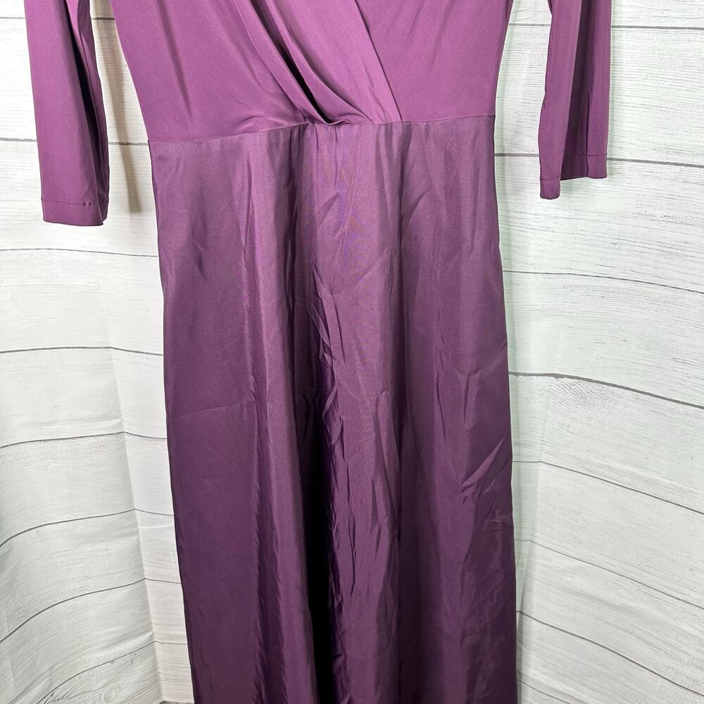 Alfred Sung Womens size 8 3/4 Sleeve Draped Full Skirt Dress Gown Aubergine D736 - Picture 6 of 10